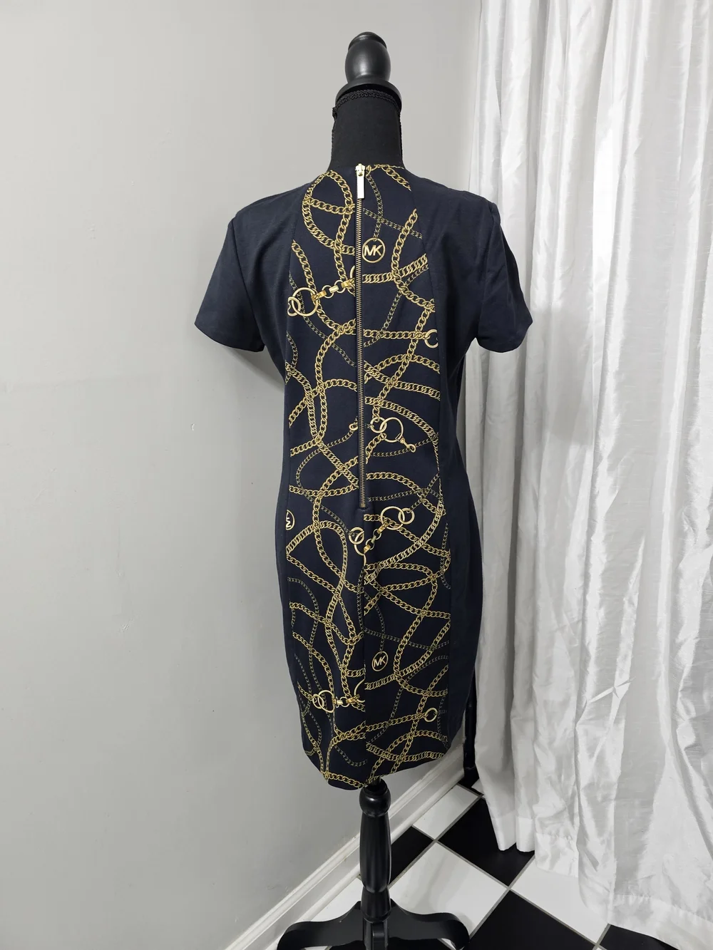 Michael Kors Black Dress with Gold Chain Motif